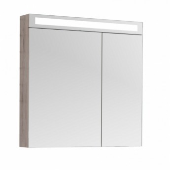 Шкаф зеркальный DREJA MAX, 80 см, 2 дверцы, 4 стеклянные полки, дуб кантри