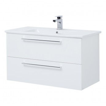 Тумба DREJA GIO, 100 см, подвесная, 2 ящика, белый глянец