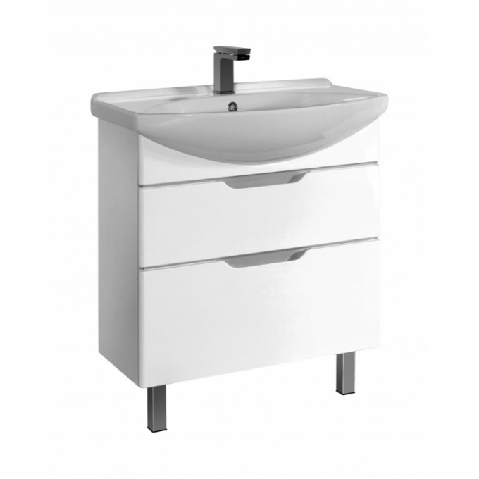Тумба DREJA LAGUNA PLUS, 75 см, подвесная/напольная, 2 ящика, с опорами, белый глянец 99.0106 Тумба DREJA LAGUNA PLUS, 75 см, подвесная/напольная, 2 ящика, с опорами, белый глянец 99.0106